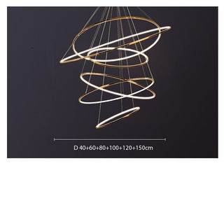 Rings Staircase Chandelier – Modern Spiral Pendant Light for High Ceilings-Staircase Chandeliers