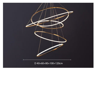 Rings Staircase Chandelier – Modern Spiral Pendant Light for High Ceilings-Staircase Chandeliers