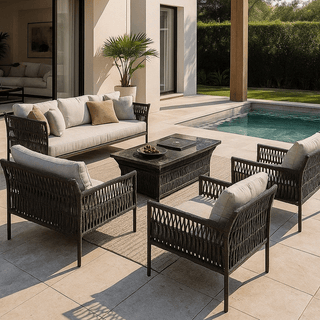 Round Outdoor Rattan Outdoor Furniture Set – Bamboo Wicker-Outdoor Day Bed