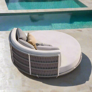 Round Outdoor Rattan Outdoor Furniture Set – Bamboo Wicker-Outdoor Day Bed