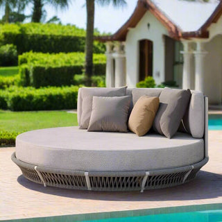 Round Outdoor Rattan Outdoor Furniture Set – Bamboo Wicker-Outdoor Day Bed