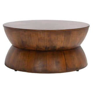 Rustic Solid Wood Round Coffee Table-Coffee Table