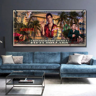 Scarface Canvas Wall Art - Authentic Tony Montana Prints-GodFather Art