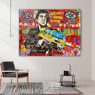 Scarface Pablo Graffiti Canvas Wall Art: Vibrant Masterpiece-GodFather Art