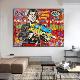 Scarface Pablo Graffiti Canvas Wall Art: Vibrant Masterpiece-GodFather Art