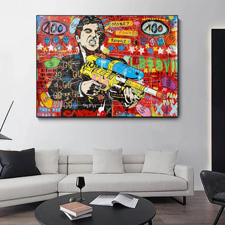 Scarface Pablo Graffiti Canvas Wall Art: Vibrant Masterpiece-GodFather Art
