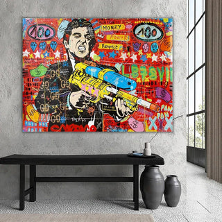 Scarface Pablo Graffiti Canvas Wall Art: Vibrant Masterpiece-GodFather Art