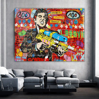 Scarface Pablo Graffiti Canvas Wall Art: Vibrant Masterpiece-GodFather Art