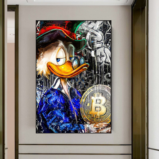 Scrooge McDuck Bitcoin Millionaire Canvas Wall Art Poster-Scrooge Art