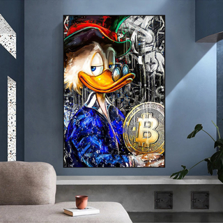 Scrooge McDuck Bitcoin Millionaire Canvas Wall Art Poster-Scrooge Art