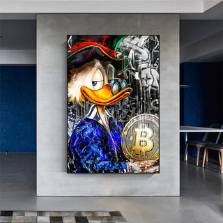 Scrooge McDuck Bitcoin Millionaire Canvas Wall Art Poster-Scrooge Art