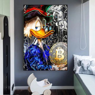 Scrooge McDuck Bitcoin Millionaire Canvas Wall Art Poster-Scrooge Art