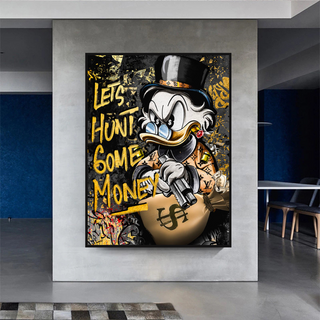 Scrooge McDuck Lets Hunt Some Money Canvas Wall Art-Scrooge Art