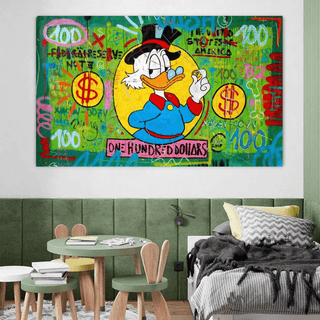 Scrooge McDuck One Dollar Money Canvas Wall Art-Scrooge Art