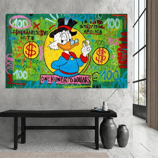 Scrooge McDuck One Dollar Money Canvas Wall Art-Scrooge Art