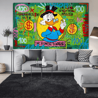 Scrooge McDuck One Dollar Money Canvas Wall Art-Scrooge Art