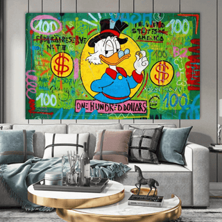 Scrooge McDuck One Dollar Money Canvas Wall Art-Scrooge Art