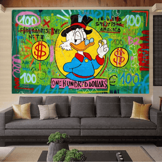 Scrooge McDuck One Dollar Money Canvas Wall Art-Scrooge Art