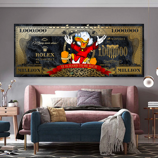 Scrooge McDuck One Million Dollar Canvas Wall Art-Scrooge Art