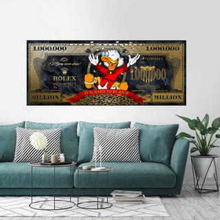 Scrooge McDuck One Million Dollar Canvas Wall Art-Scrooge Art