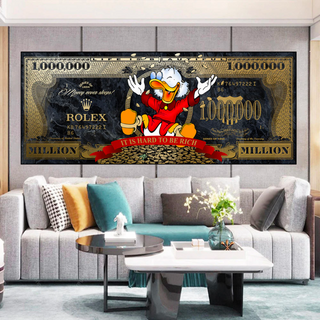 Scrooge McDuck One Million Dollar Canvas Wall Art-Scrooge Art