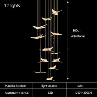 Seagull Bird Light Staircase Chandelier – Elegant LED Pendant with Artistic Design-Staircase Chandeliers