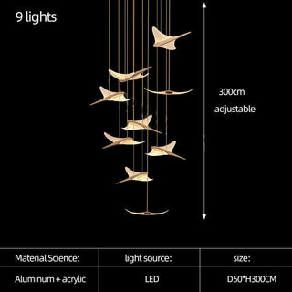 Seagull Bird Light Staircase Chandelier – Elegant LED Pendant with Artistic Design-Staircase Chandeliers