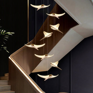 Seagull Bird Light Staircase Chandelier – Elegant LED Pendant with Artistic Design-Staircase Chandeliers