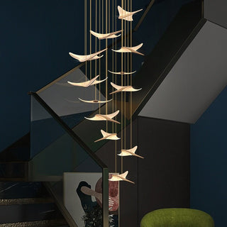 Seagull Bird Light Staircase Chandelier – Elegant LED Pendant with Artistic Design-Staircase Chandeliers