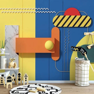 Shapes in Color Nursery Wallpaper-Kids Room Wallpaper