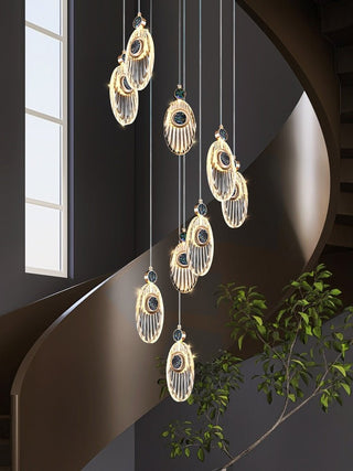 Shell Crystal Staircase Chandelier – Luxurious Pendant Light for Elegant Interiors-Staircase Chandeliers