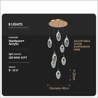 Shell Crystal Staircase Chandelier – Luxurious Pendant Light for Elegant Interiors-Staircase Chandeliers