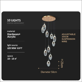 Shell Crystal Staircase Chandelier – Luxurious Pendant Light for Elegant Interiors-Staircase Chandeliers