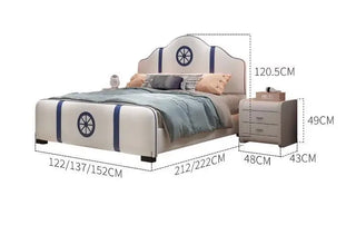 Ship Sailor Anchor Kids Bed – Nautical Design, PU Leather Finish-Kids Furniture