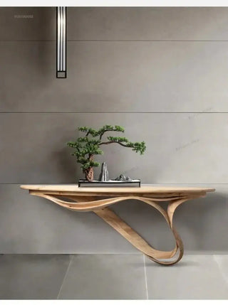 Simple Real Antique Oak Solid Wood Console Table-Console Tables