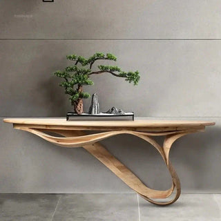 Simple Real Antique Oak Solid Wood Console Table-Console Tables