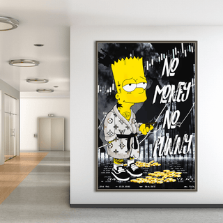 Simpsons No Money No Funny Canvas Wall Art-Wall Posters
