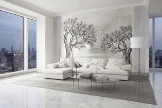 Sketchy Twin Trees Wallpaper Murals – Transform your space