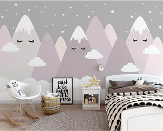 Sleeping Mountains Nursery Wallpaper-Kids Room Wallpaper