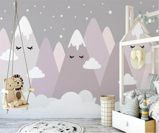 Sleeping Mountains Nursery Wallpaper-Kids Room Wallpaper