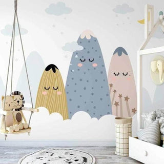 Sleepy Mountains and Moon Wall Mural for Baby Room-Kids Room Wallpaper