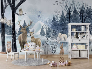 Snow Animals - Kids Room Wallpaper Mural-Kids Room Wallpaper