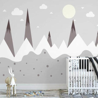 Snowy Peaks Serenity Baby Room Wallpaper-Kids Room Wallpaper