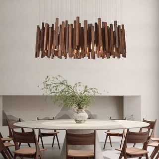 Solid Oak Wood Bars Hanging Chandelier-Chandeliers