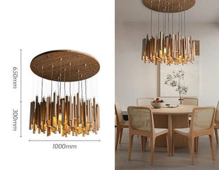 Solid Oak Wood Bars Hanging Chandelier-Chandeliers