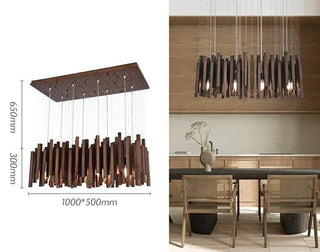 Solid Oak Wood Bars Hanging Chandelier-Chandeliers