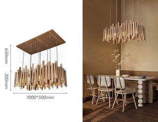 Solid Oak Wood Bars Hanging Chandelier-Chandeliers
