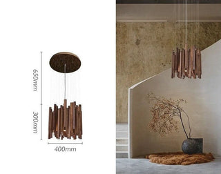 Solid Oak Wood Bars Hanging Chandelier-Chandeliers