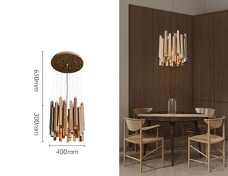 Solid Oak Wood Bars Hanging Chandelier-Chandeliers