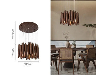 Solid Oak Wood Bars Hanging Chandelier-Chandeliers